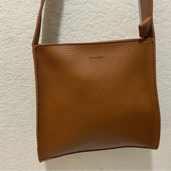 Anthropologie Remi And Reid Vegan Leather  Brown  Crossbody Bag top zip - Picture 2 of 16